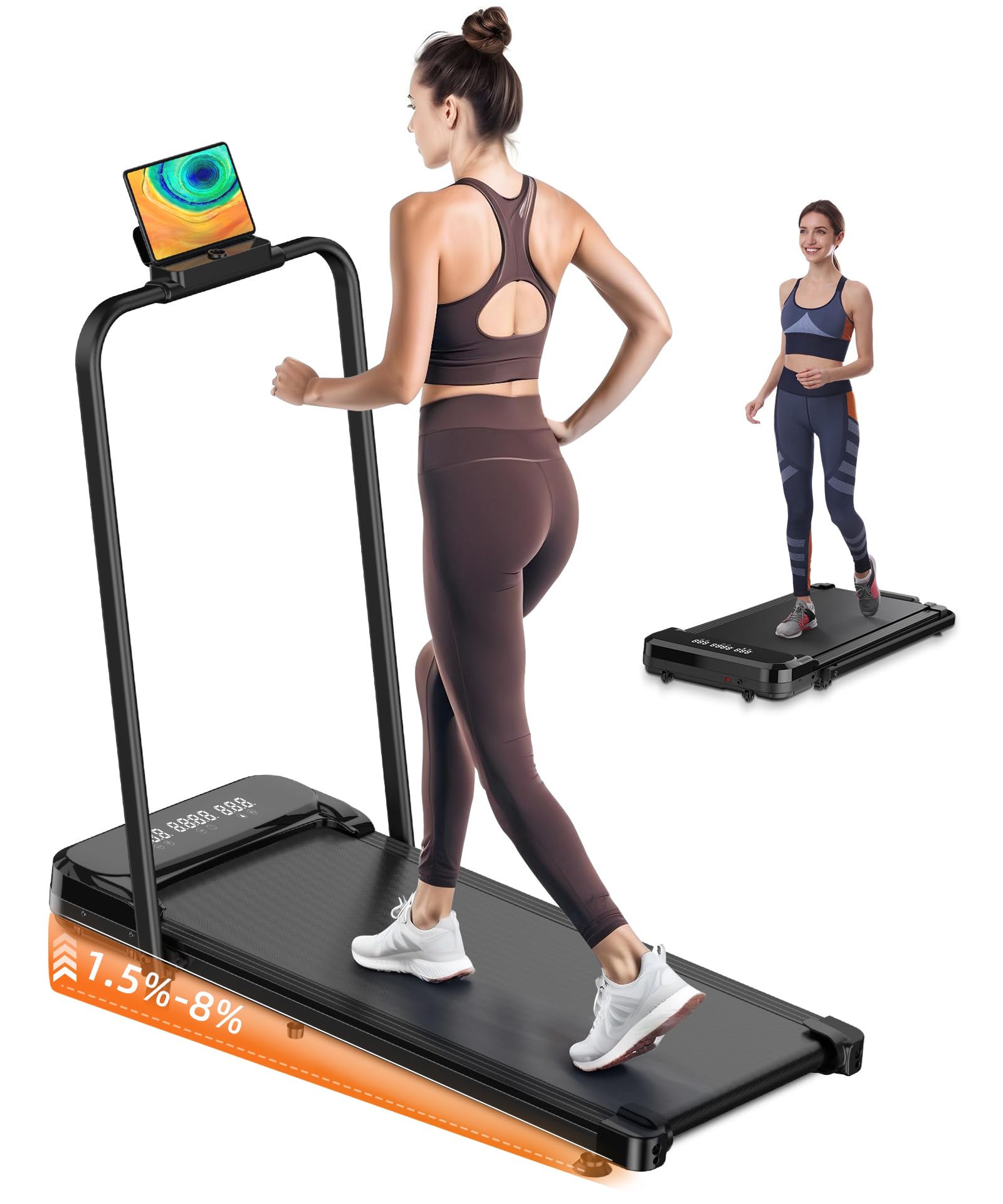  Walking Pad, Under Desk Treadmill with Incline, Ideal for Office Use, Space-Saving Design, Easy to Use, 2 in 1 Treadmills, Compact Portable Foldable Treadmill Installation-Free Low Noise Safety Lock and LED Display
| Walking Pad with Incline, Perfect for 